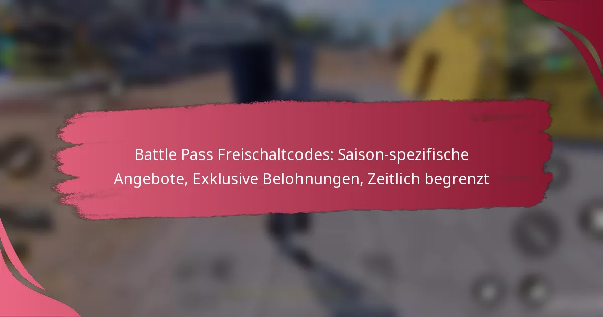 Battle Pass Freischaltcodes: Saison-spezifische Angebote, Exklusive Belohnungen, Zeitlich begrenzt