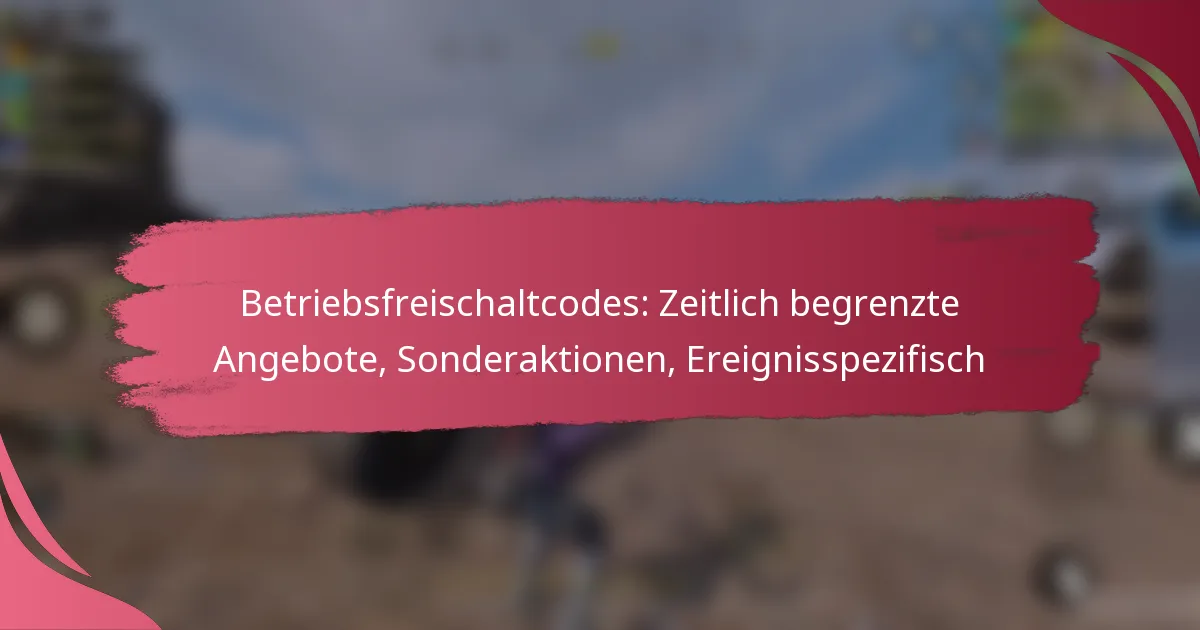 Betriebsfreischaltcodes: Zeitlich begrenzte Angebote, Sonderaktionen, Ereignisspezifisch