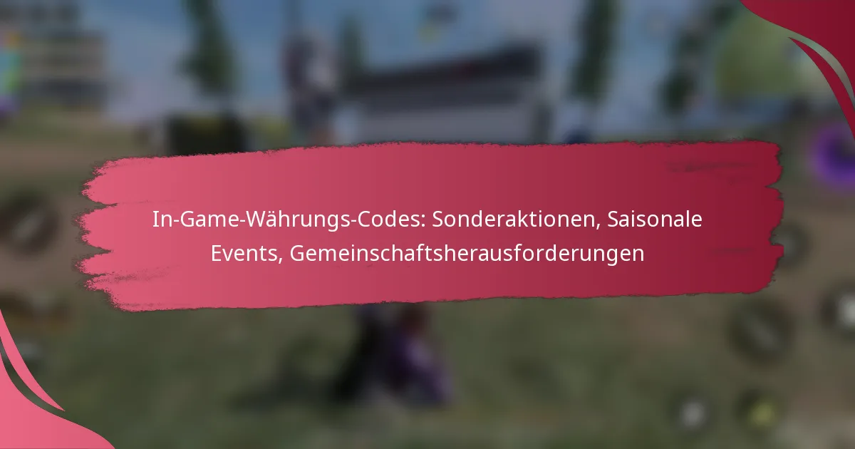 In-Game-Währungs-Codes: Sonderaktionen, Saisonale Events, Gemeinschaftsherausforderungen