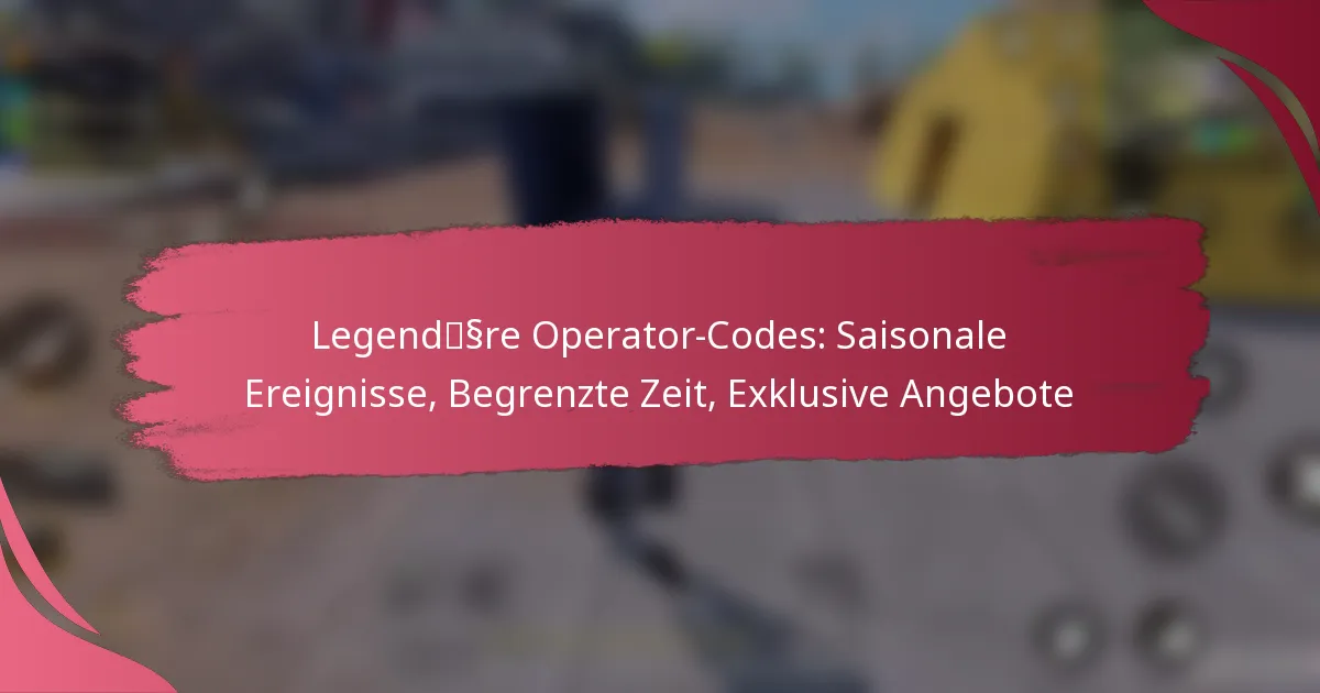 Legendäre Operator-Codes: Saisonale Ereignisse, Begrenzte Zeit, Exklusive Angebote