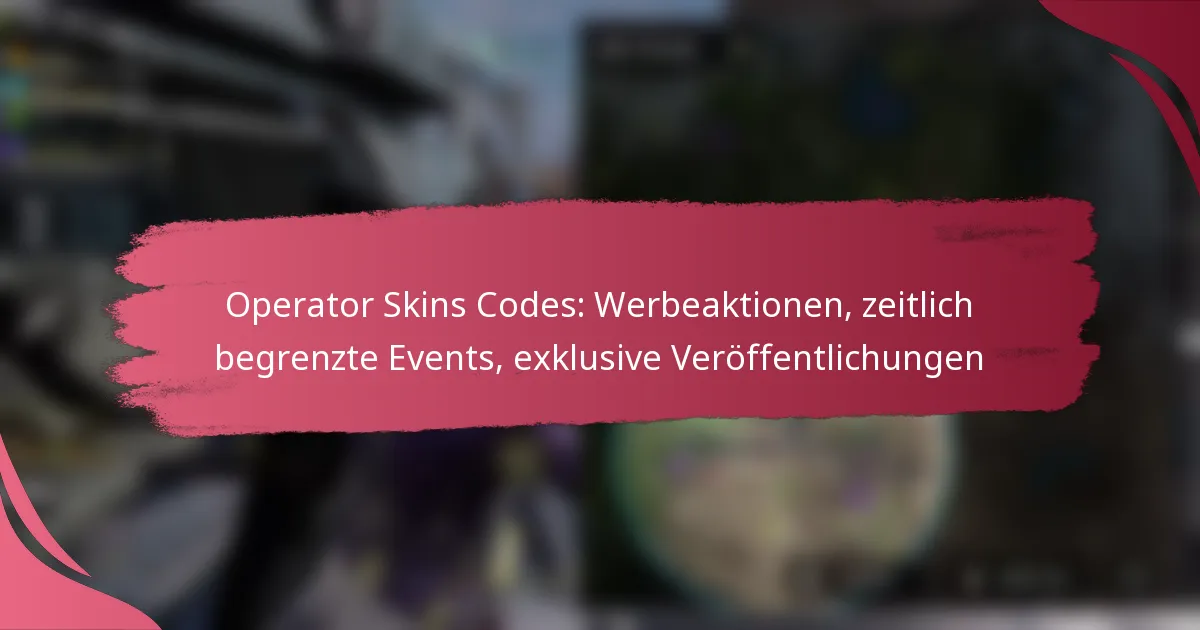 Operator Skins Codes: Werbeaktionen, zeitlich begrenzte Events, exklusive Veröffentlichungen