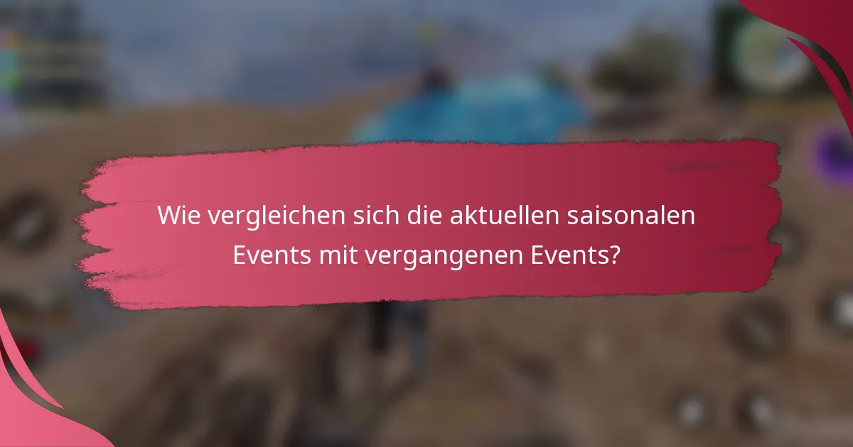 Wie vergleichen sich die aktuellen saisonalen Events mit vergangenen Events?